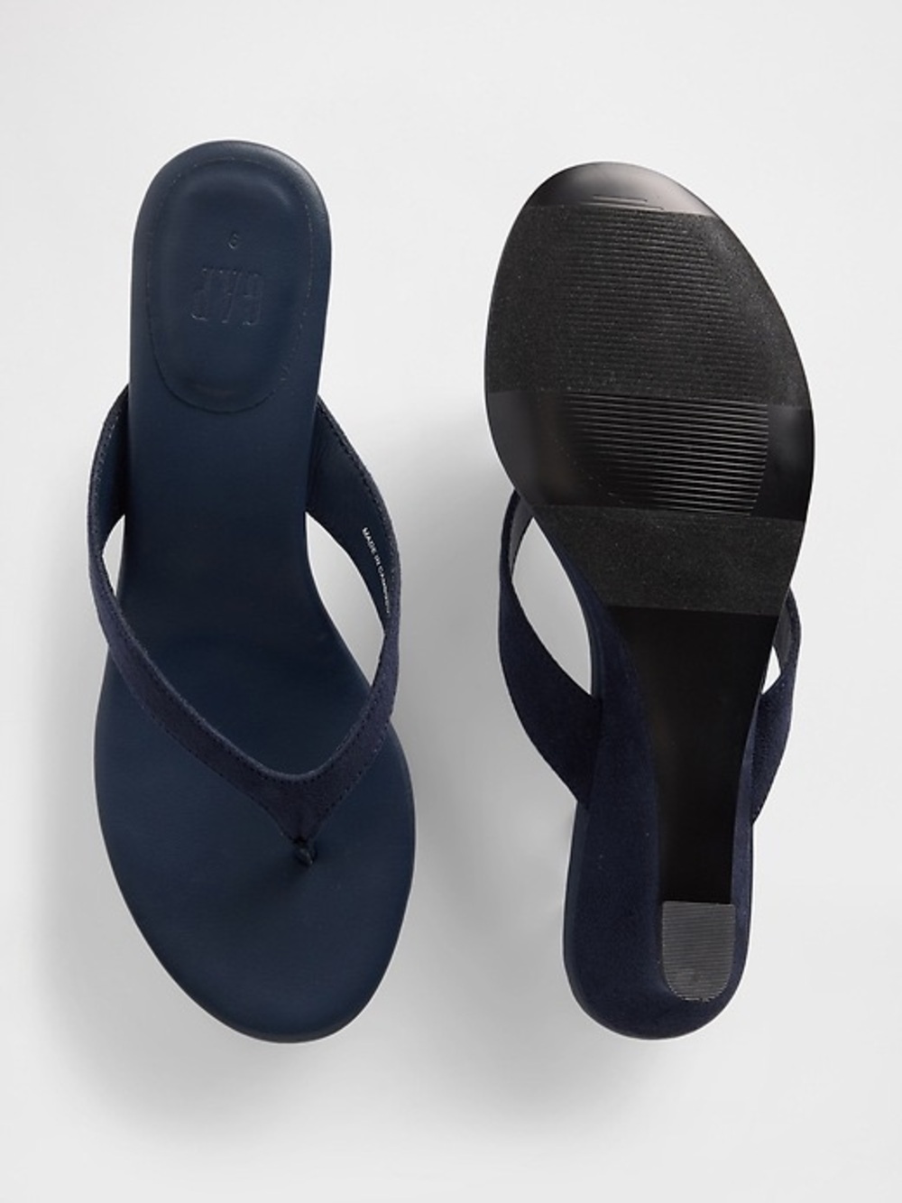 GAP Women's Navy Suede Wedge Flip Flops